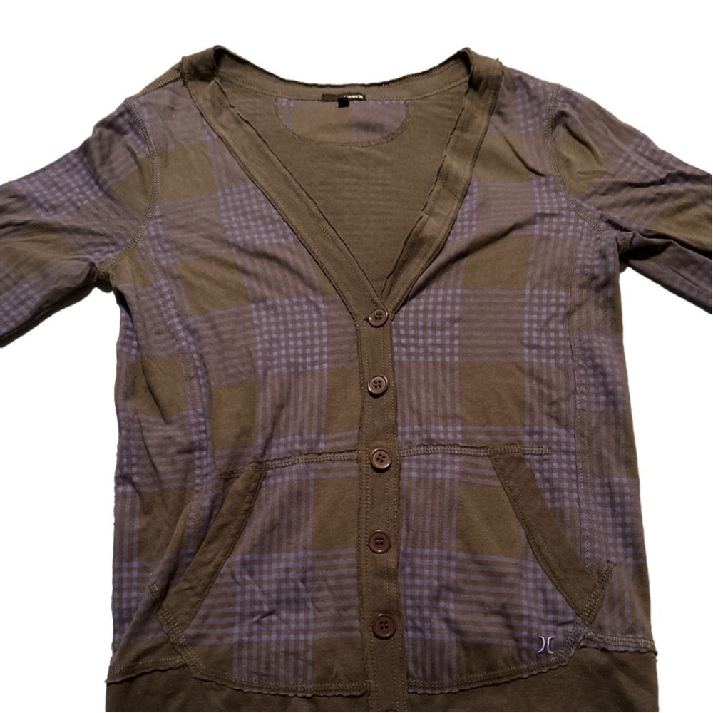 Hurley Purple and Grey Long Sleeve Button Up Cardigan Size Small - Picture 2 of 7